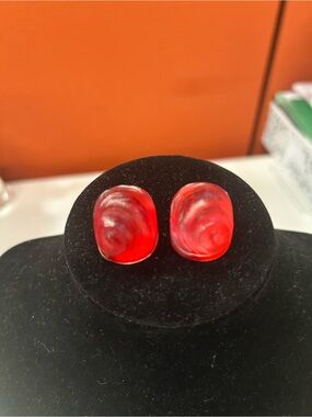 Alexis Bittar Red Swirl Resin Stud Earrings